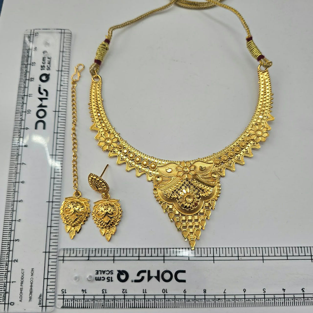The99Jewel Elegant Gold Plated Ethnic Necklace Set with Maangtikka | Wedding & Special Occasion Jewellery