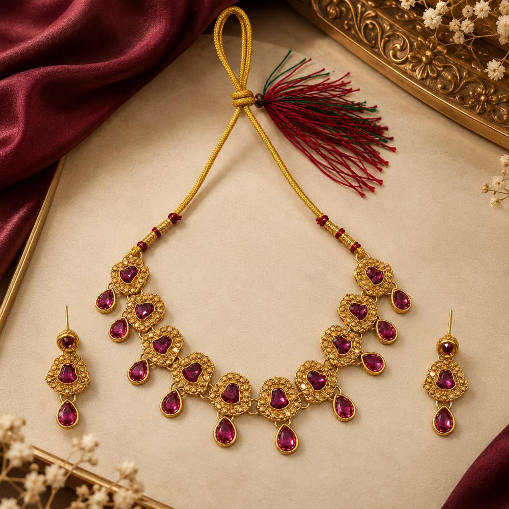 The99Jewel Women's Crystal and Austrian Stone Necklace Set with Matching Earrings | Party and Festive Wear Fashion Jewellery