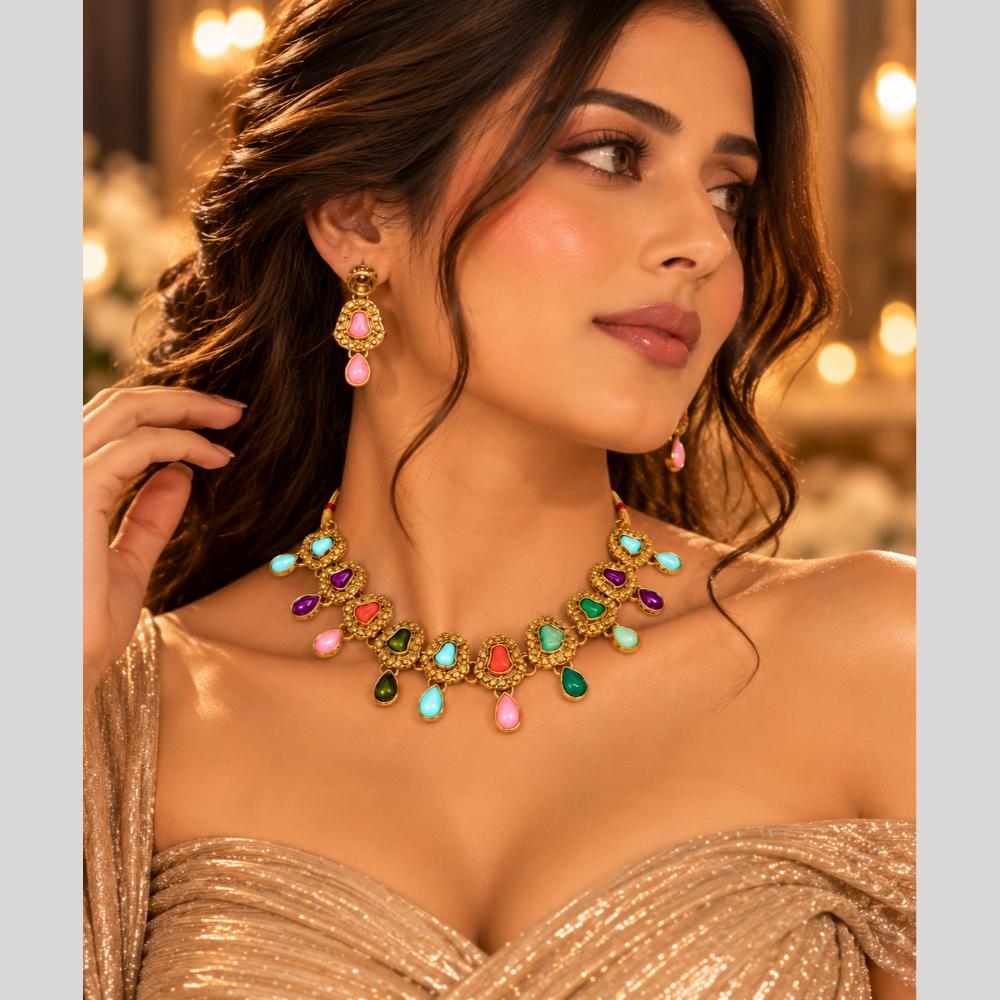 The99Jewel Women's Crystal and Austrian Stone Necklace Set with Matching Earrings | Party and Festive Wear Fashion Jewellery