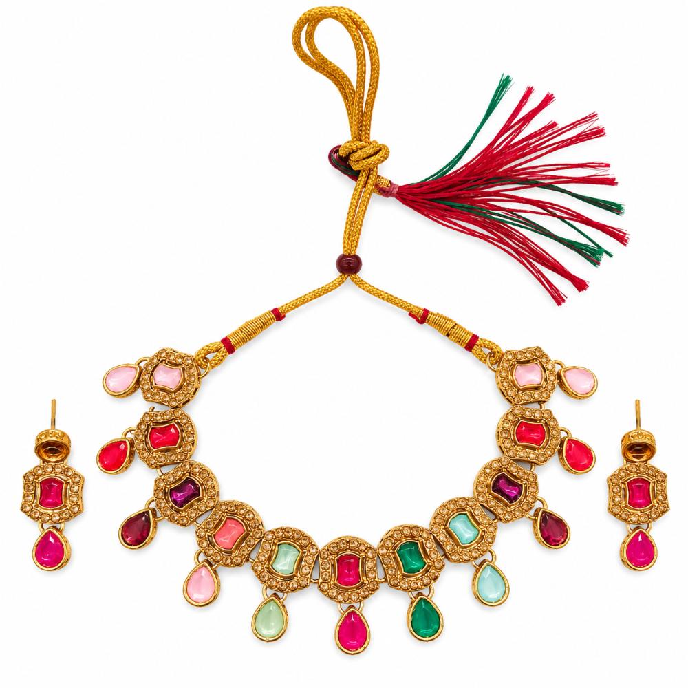 The99Jewel Elegant Austrian Stone Necklace Set with Matching Earrings for Women and Girls