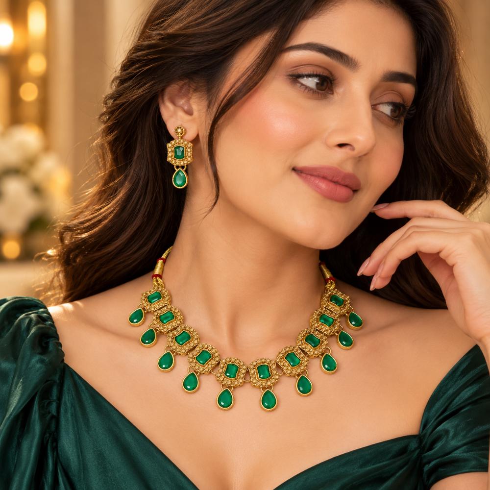 The99Jewel Elegant Austrian Stone Necklace Set with Matching Earrings for Women and Girls