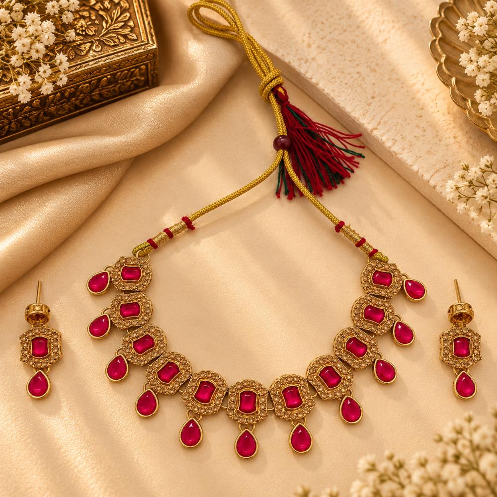 The99Jewel Elegant Austrian Stone Necklace Set with Matching Earrings for Women and Girls