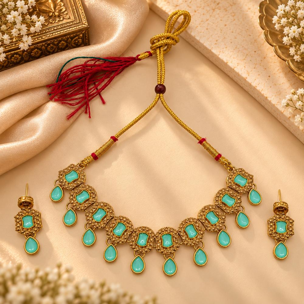 The99Jewel Elegant Austrian Stone Necklace Set with Matching Earrings for Women and Girls