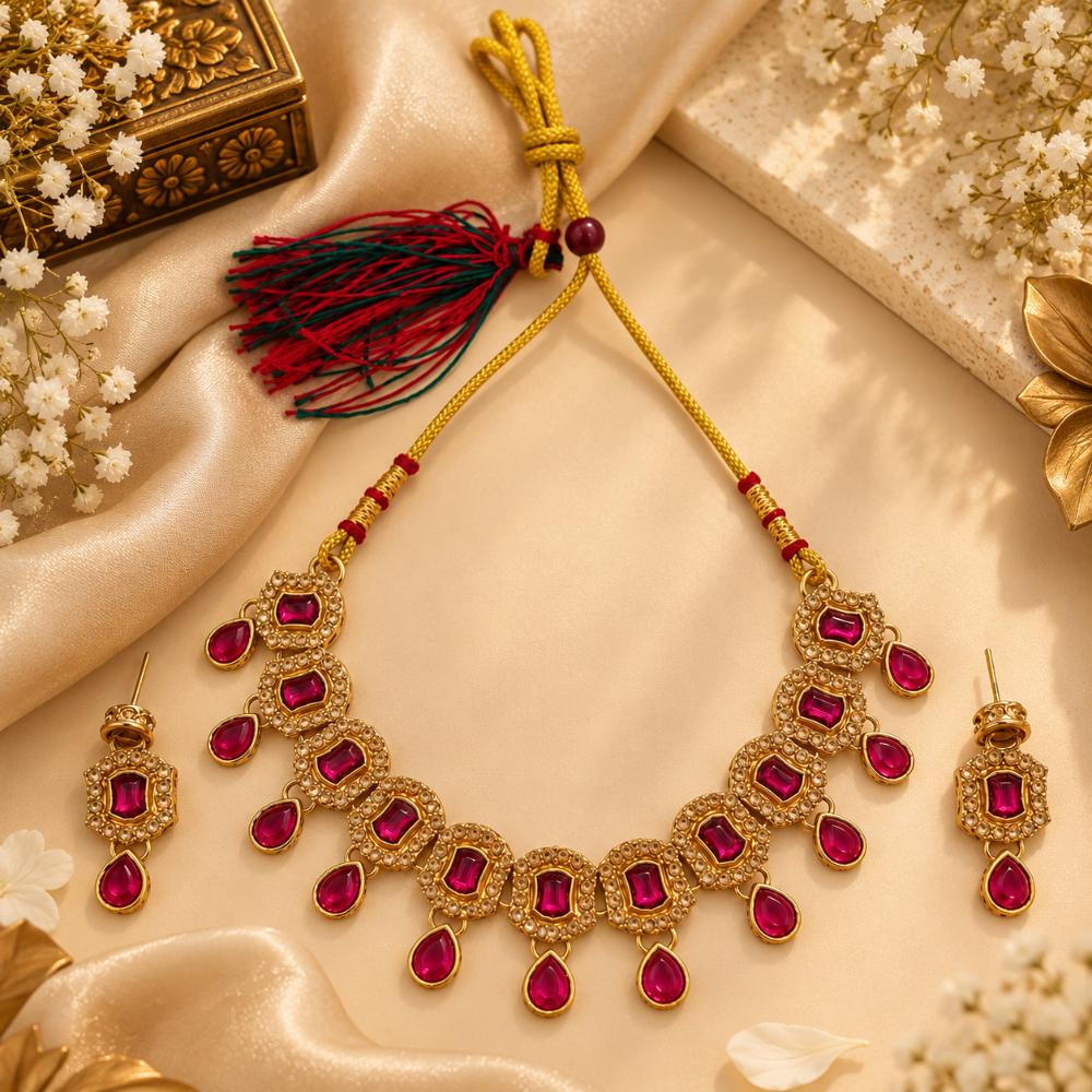 The99Jewel Elegant Austrian Stone Necklace Set with Matching Earrings for Women and Girls
