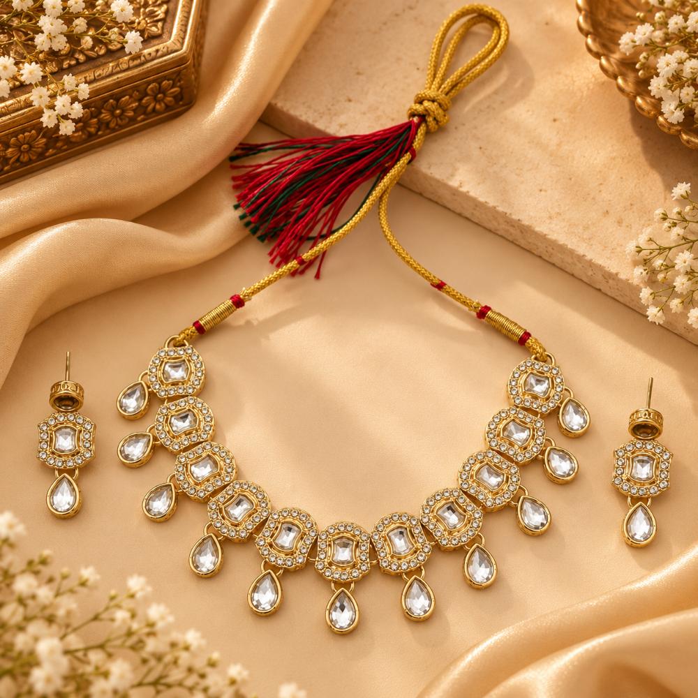 The99Jewel Elegant Austrian Stone Necklace Set with Matching Earrings for Women and Girls
