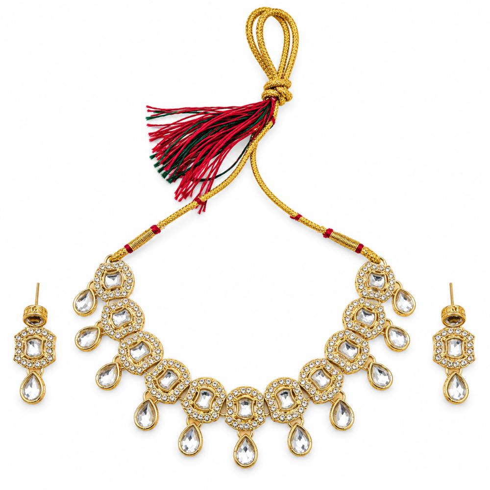 The99Jewel Elegant Austrian Stone Necklace Set with Matching Earrings for Women and Girls
