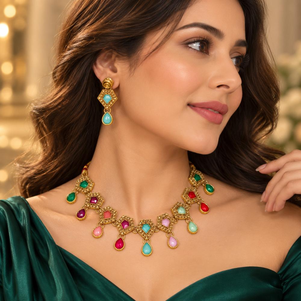 The99Jewel Designer Austrian Crystal Necklace Set with Matching Earrings for Special Occasions