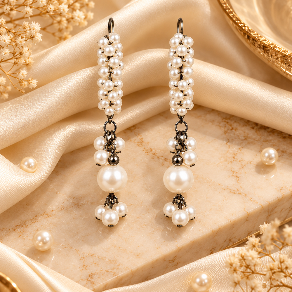 The99Jewel Artistic Pearl Fashion Dangler Earrings for Women | Elegant Ethnic Party Wear Jewellery