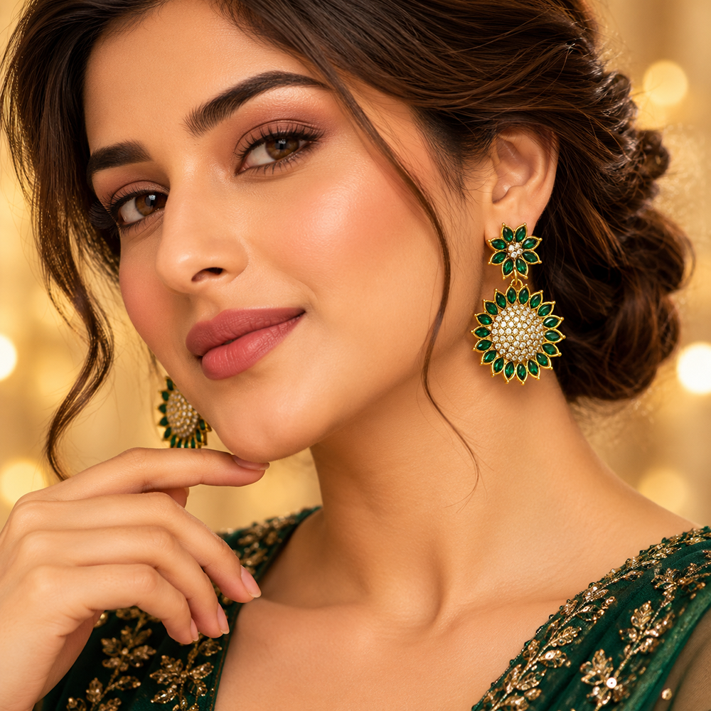 The99Jewel Traditional Austrian Stone Dangler Earrings for Women |  Ethnic Jewellery