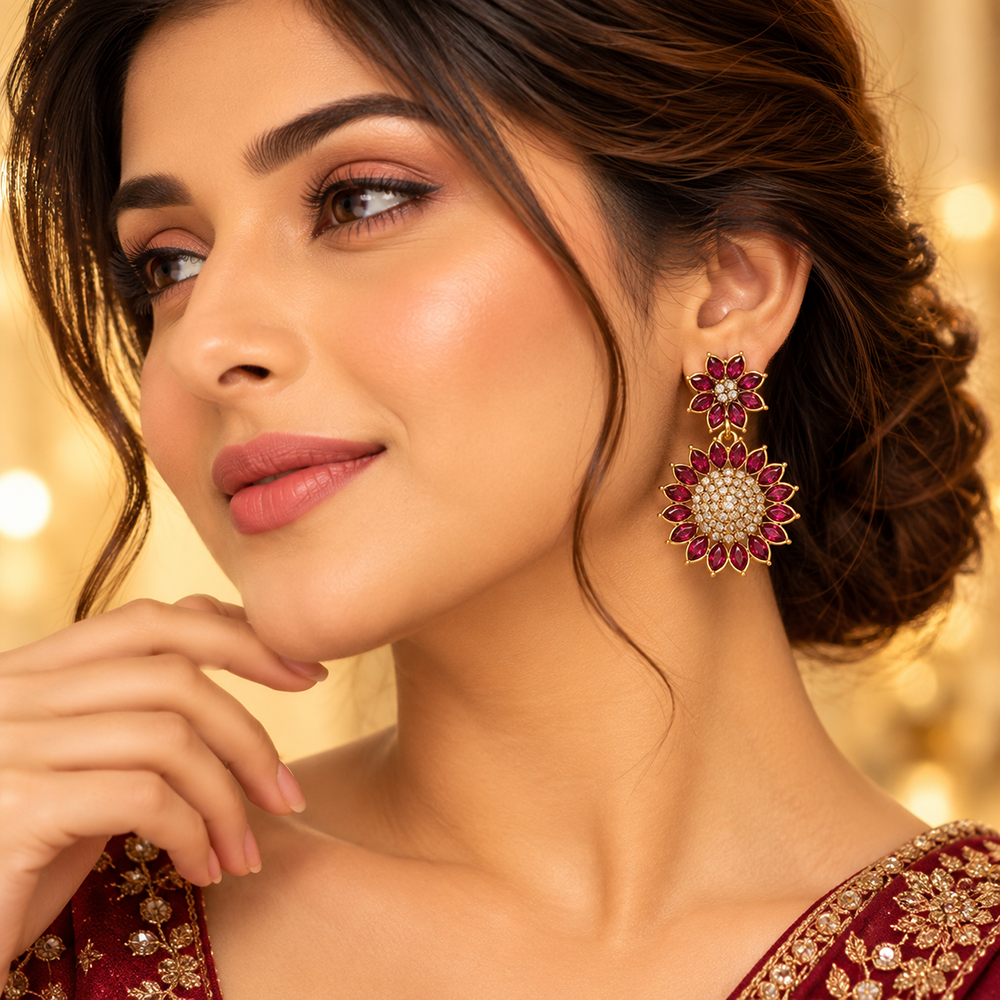 The99Jewel Traditional Austrian Stone Dangler Earrings for Women |  Ethnic Jewellery
