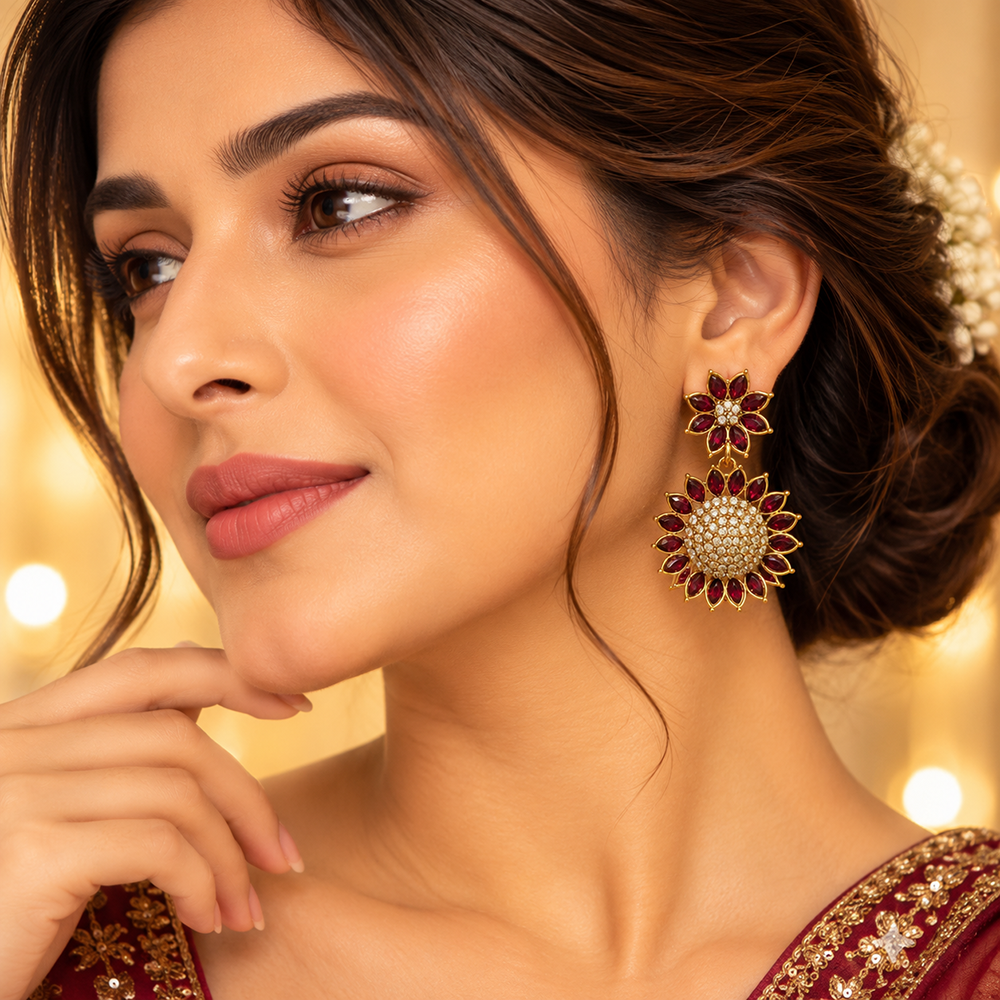 The99Jewel Traditional Austrian Stone Dangler Earrings for Women |  Ethnic Jewellery