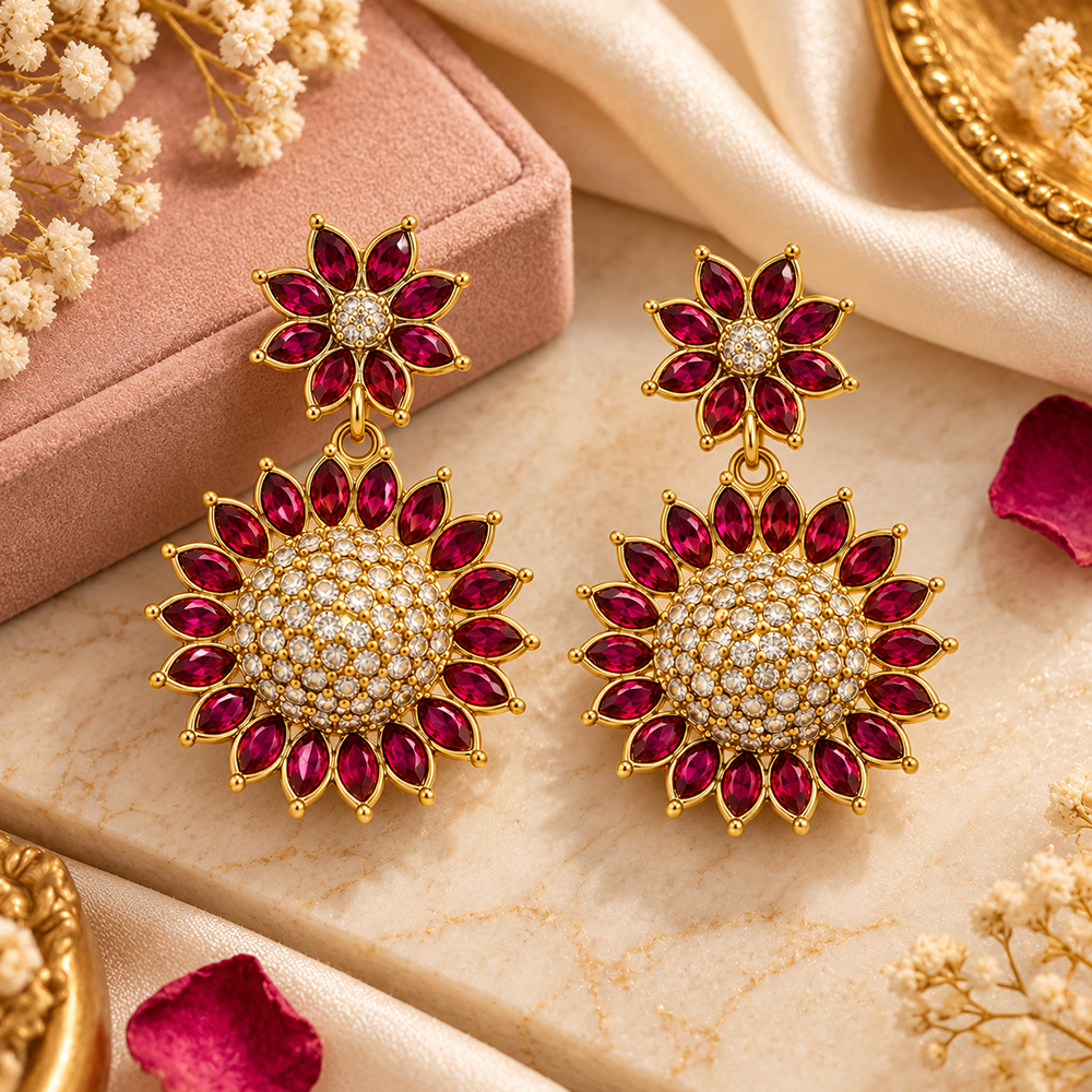 The99Jewel Traditional Austrian Stone Dangler Earrings for Women |  Ethnic Jewellery