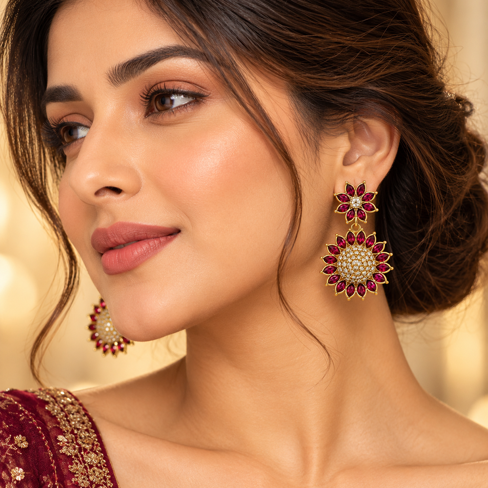The99Jewel Traditional Austrian Stone Dangler Earrings for Women |  Ethnic Jewellery
