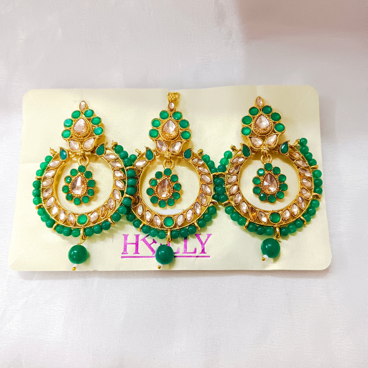 The99Jewel Beautiful Crystal Stone and Pearl Dangler Earrings for Women With Maangtikka 