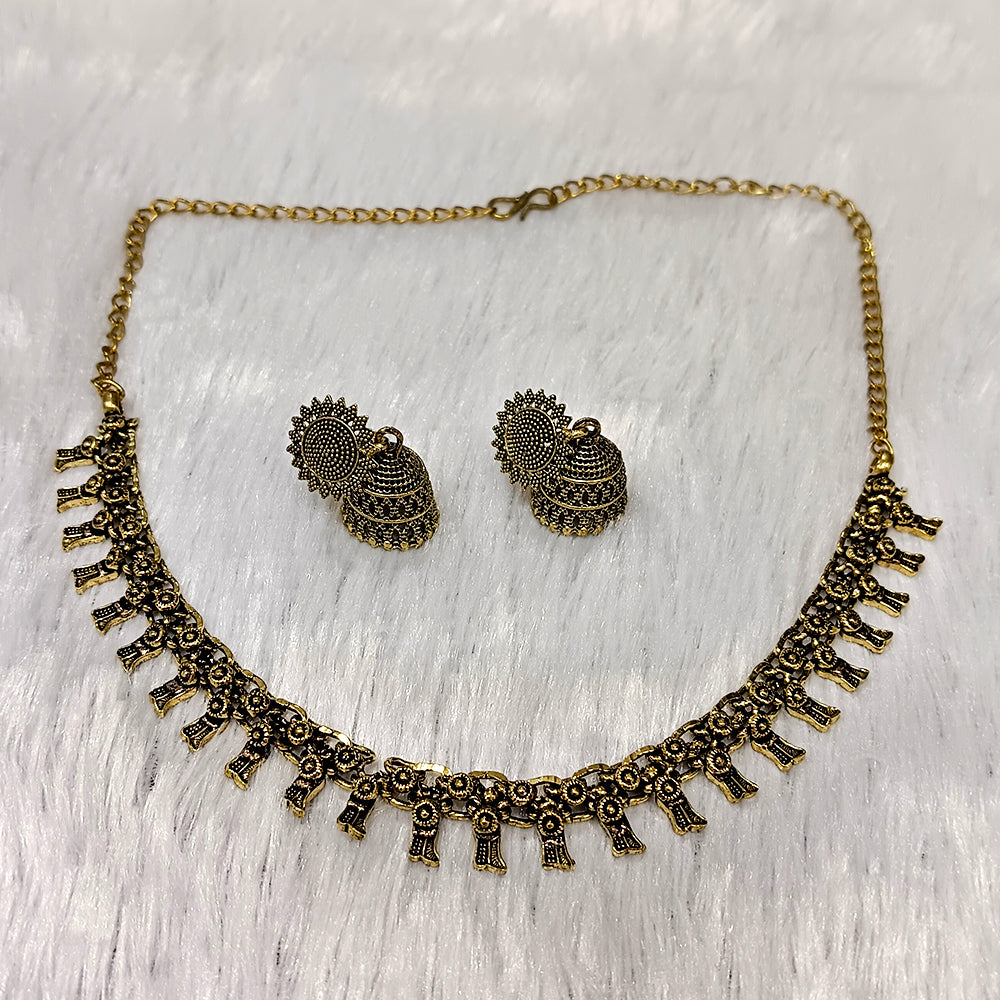The99Jewel Antique Gold Oxidised Necklace Set