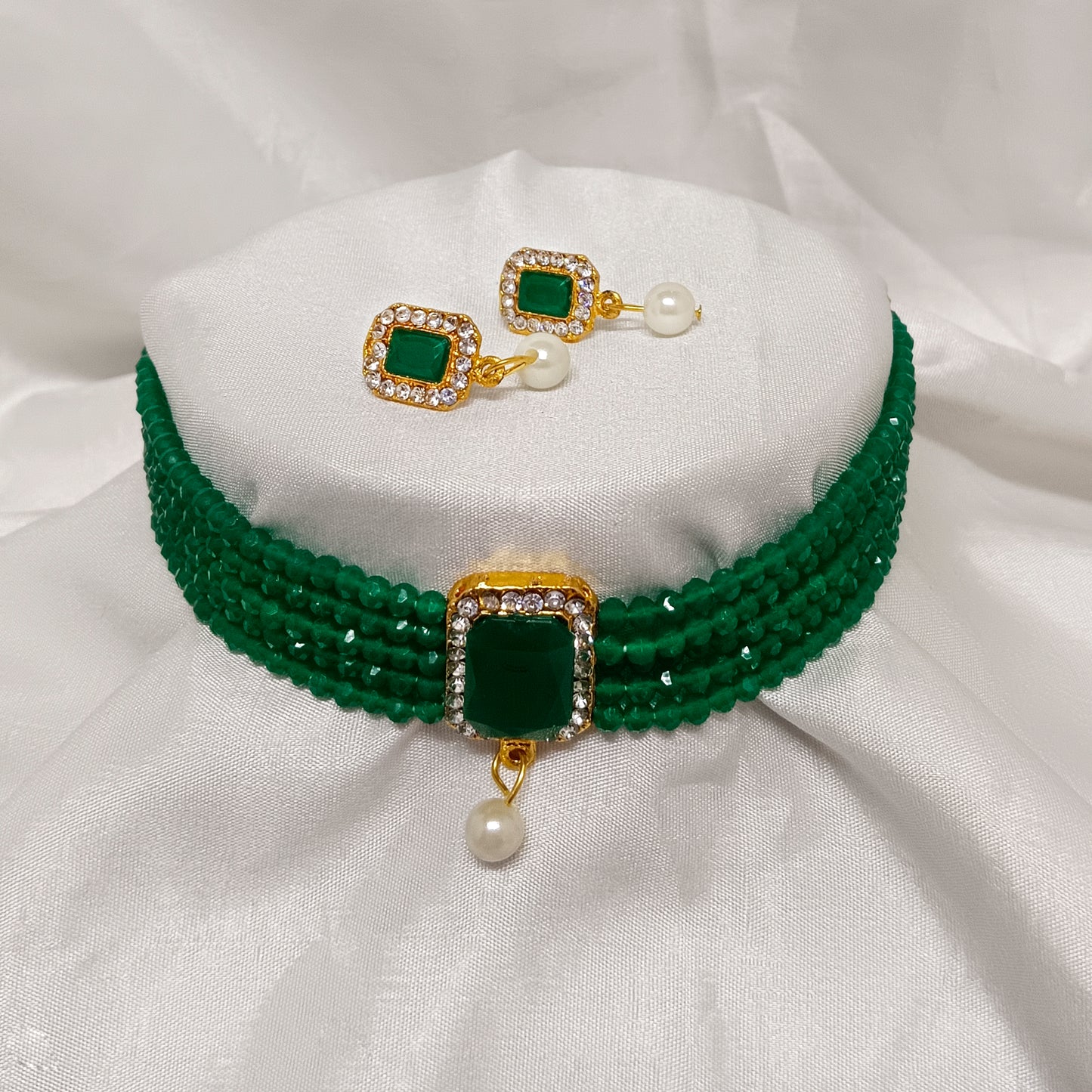 Beautiful Crystal Choker Necklace Set