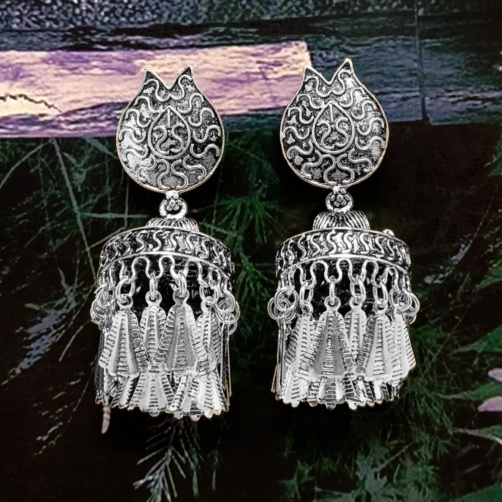 Bhavi Jewels Silver Plated Jhumkis Earrings