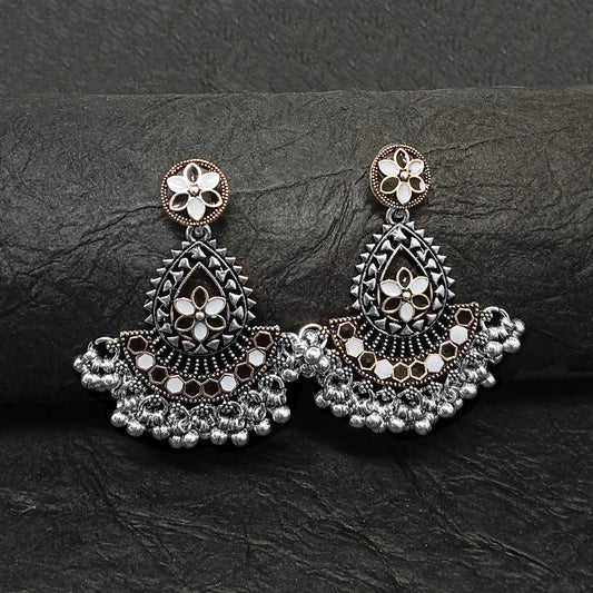 Angelic Oxidised Plated Meenakari Dangler Earrings