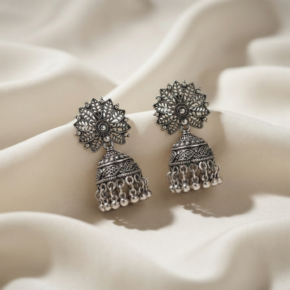 The99Jewel Ethnic Oxidised Silver Earrings for Women