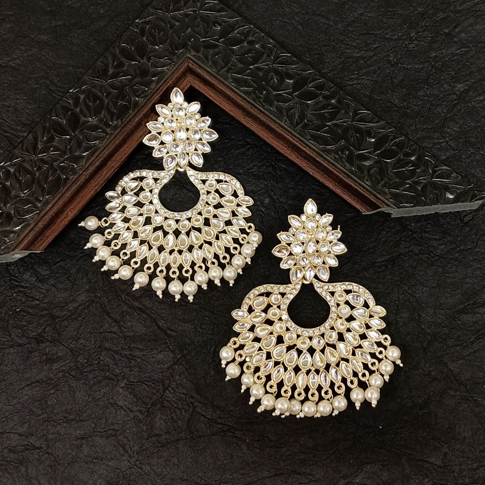 the99jewel Gold Plated Kundan Stone Dangler Earrings