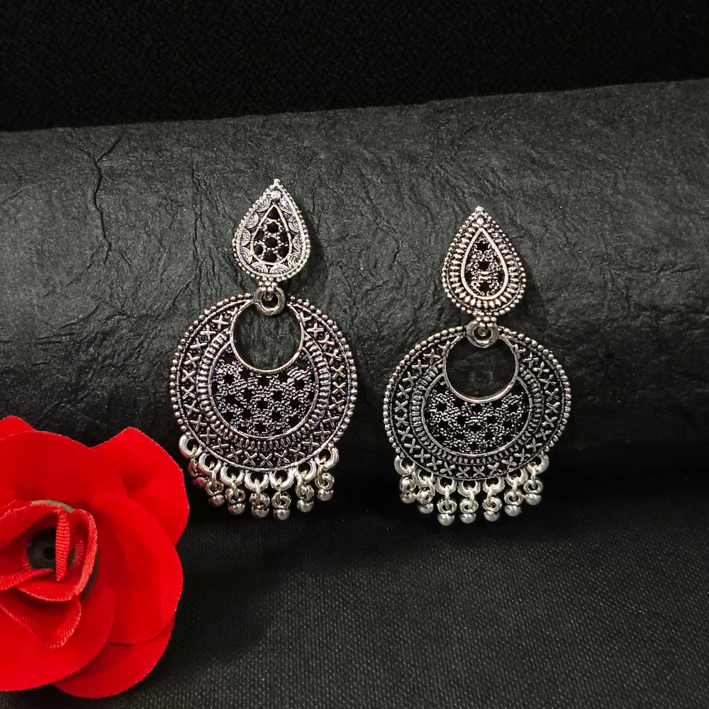 the99jewel Oxidised Plated Dangler Earrings