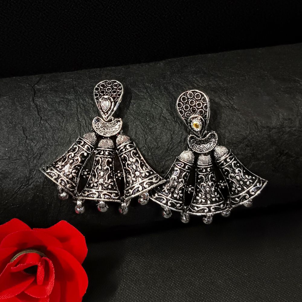 The99jewel Oxidised Plated Dangler Earrings