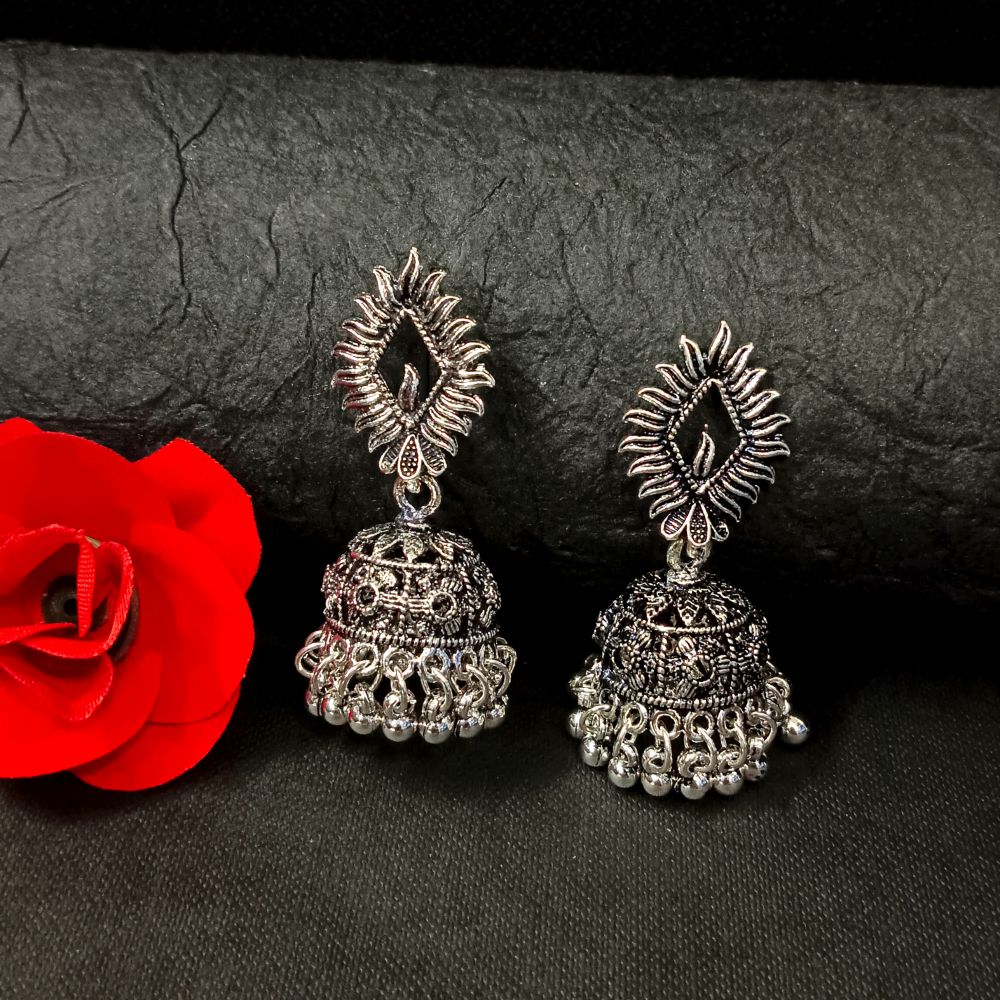 The99jewel Oxidised Plated Jhumki Earrings
