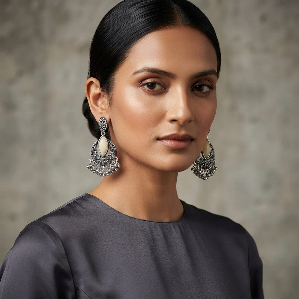 The99Jewel Antique Finish Oxidised Dangler Earrings