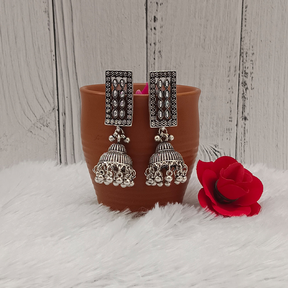 The99Jewel Ethnic Oxidised Silver Jhumka Earrings for Women