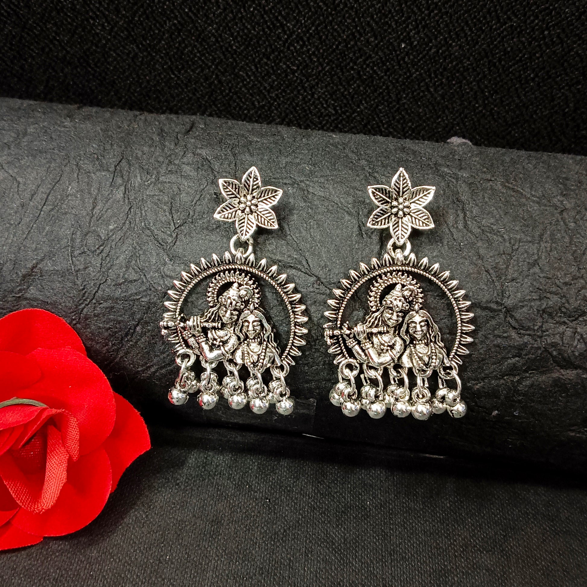 The99Jewel Unique Radha Krishna Oxidised earrings for women