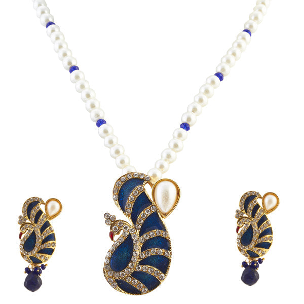 The99Jewel Austrian Stone Peacock Pearl Pendant Set
