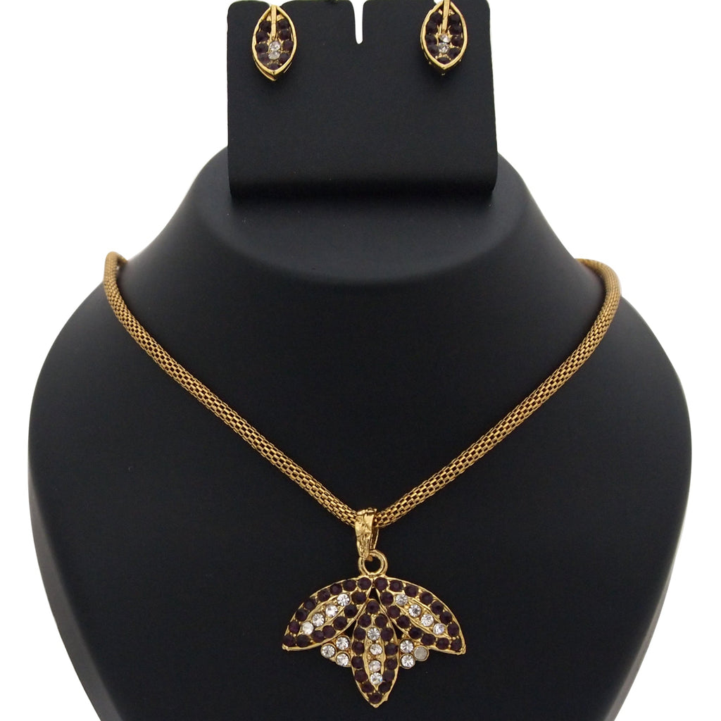 The99Jewel Austrian Stone Traditional Chain Pendant Set With Earrings