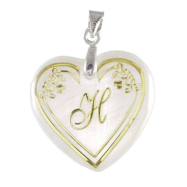 The99Jewel H Alphabet Silver Plated Heart Shape Pendant
