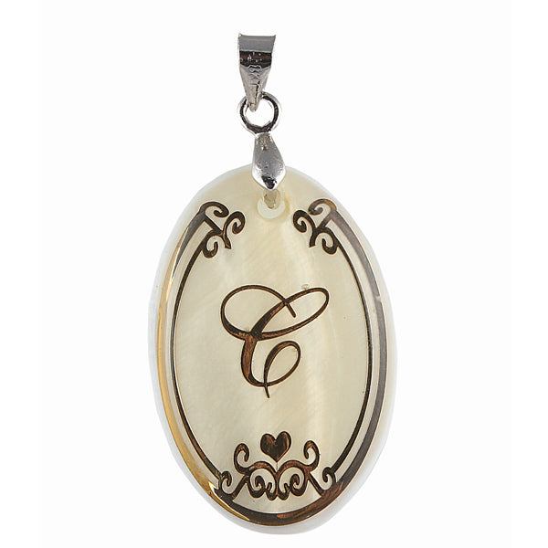The99Jewel Alphabet C" Shell Pendant