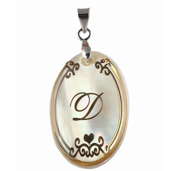 The99Jewel Alphabet D" Shell Pendant