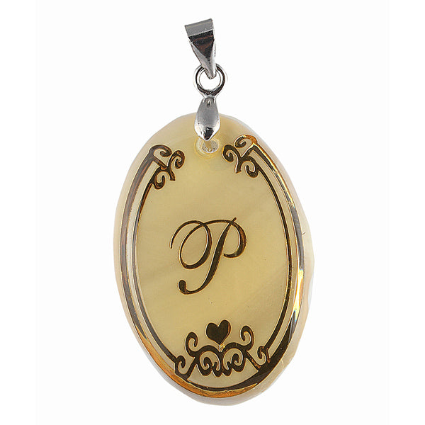 The99Jewel Alphabet P" Shell Pendant