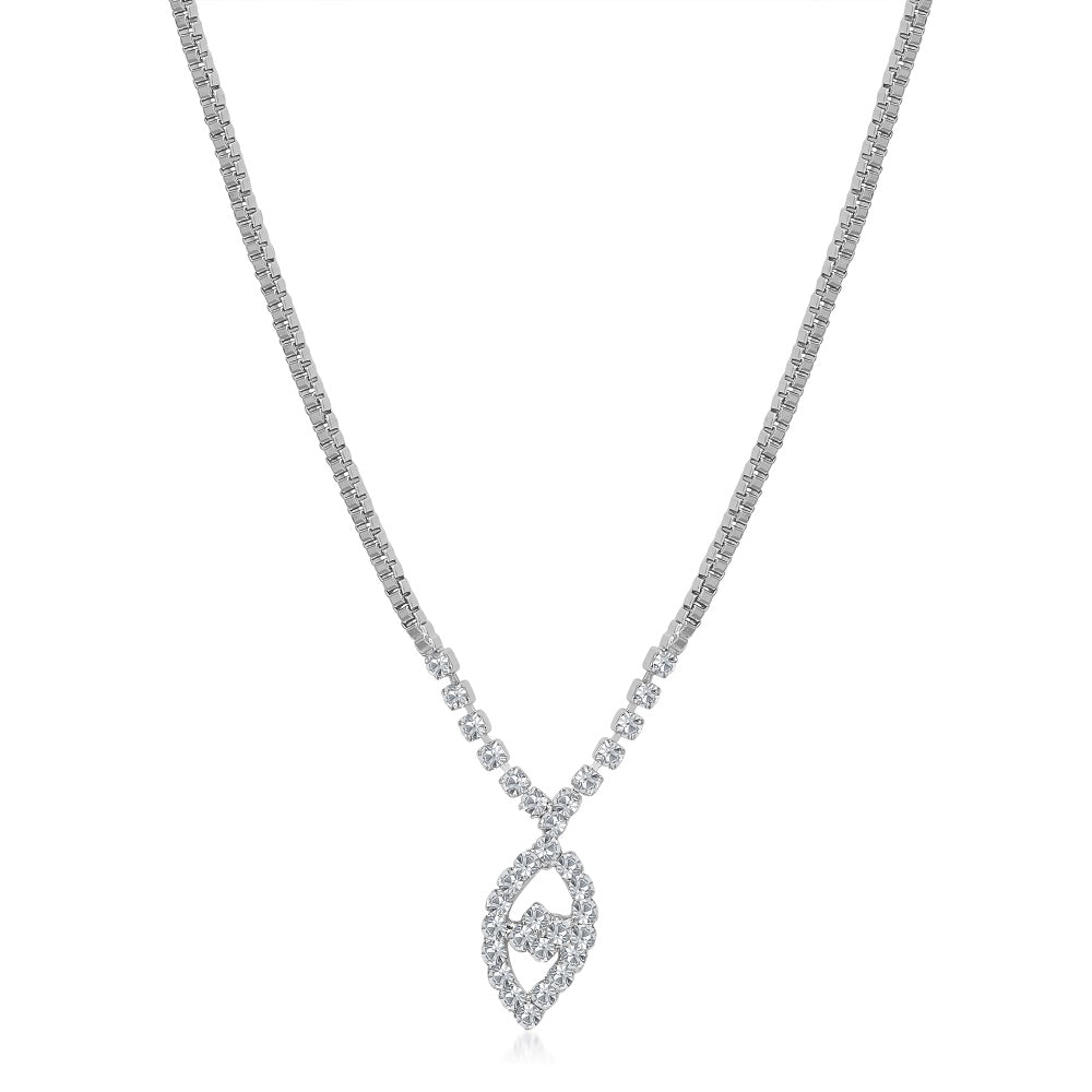 The99Jewel White Austrian Stone Necklace Set With Maang Tikka