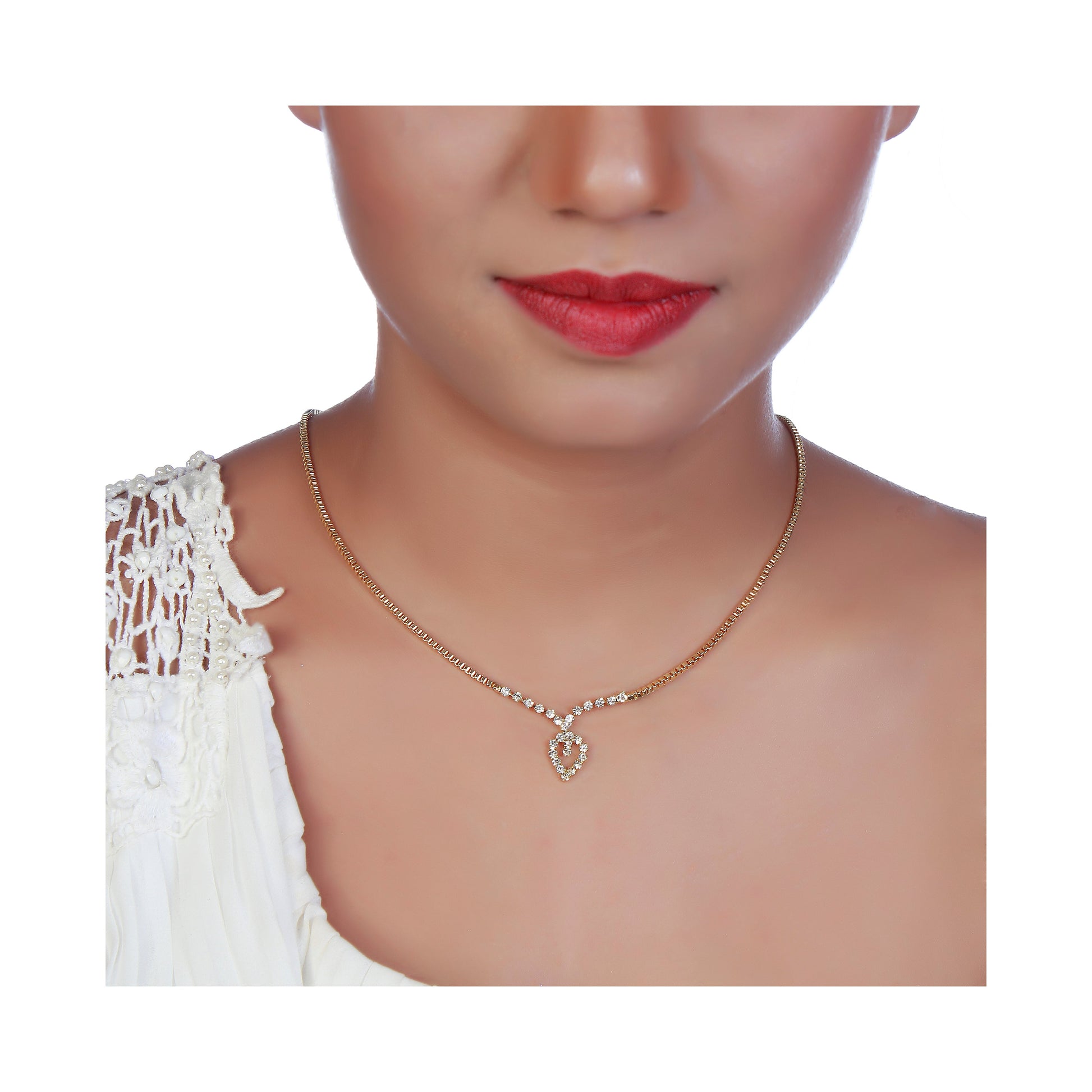 The99Jewel Austrian Stone Gold Plated Necklace Set With Bracelet