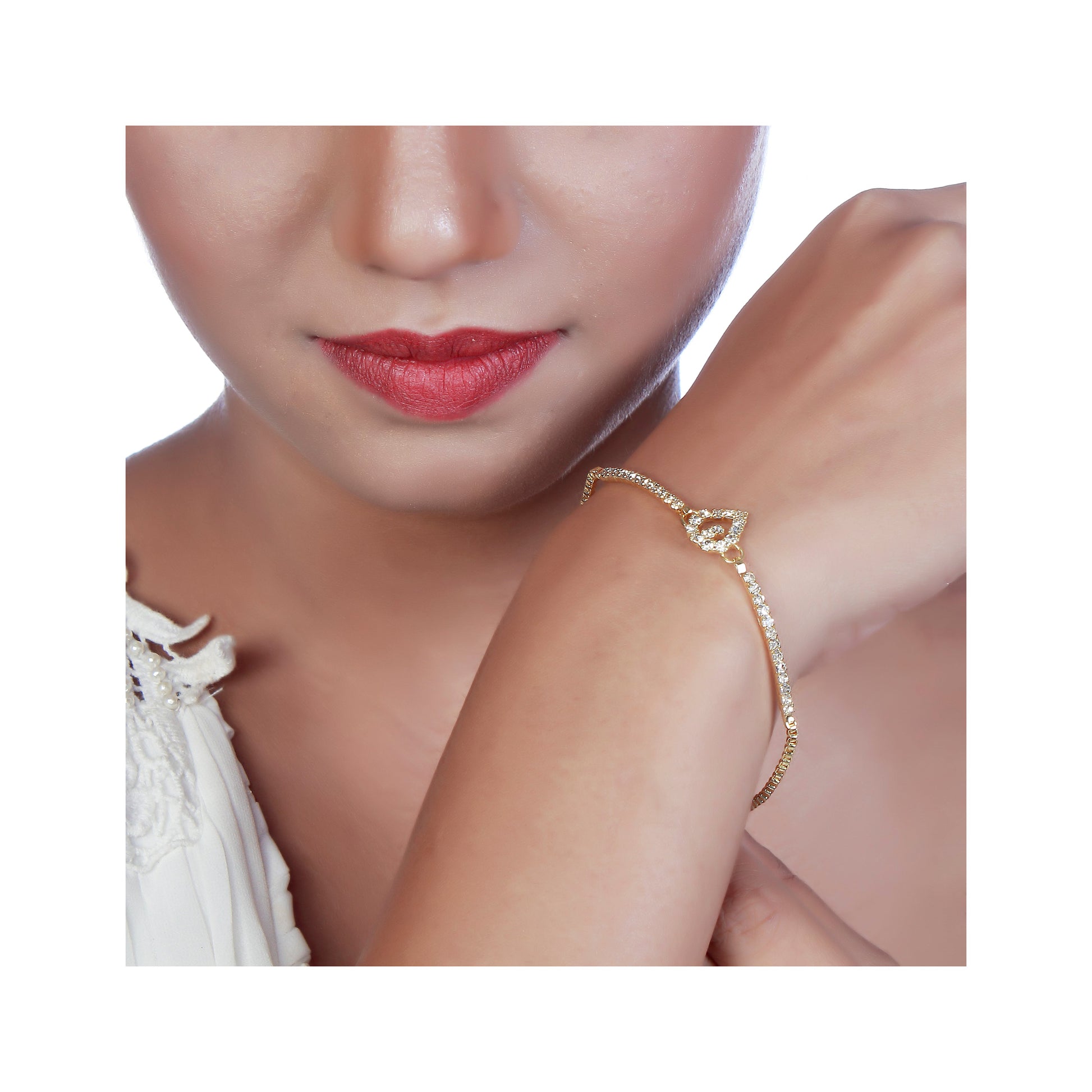 The99Jewel Austrian Stone Gold Plated Necklace Set With Bracelet