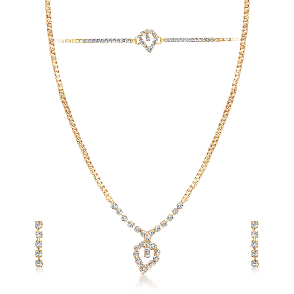 The99Jewel Austrian Stone Gold Plated Necklace Set With Bracelet