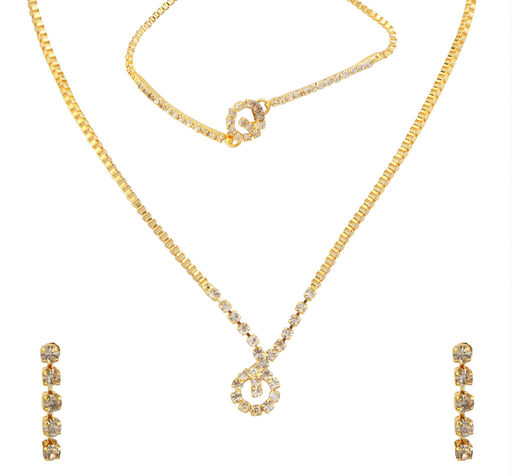 The99Jewel Gold Plated Necklace Set With Bracelet