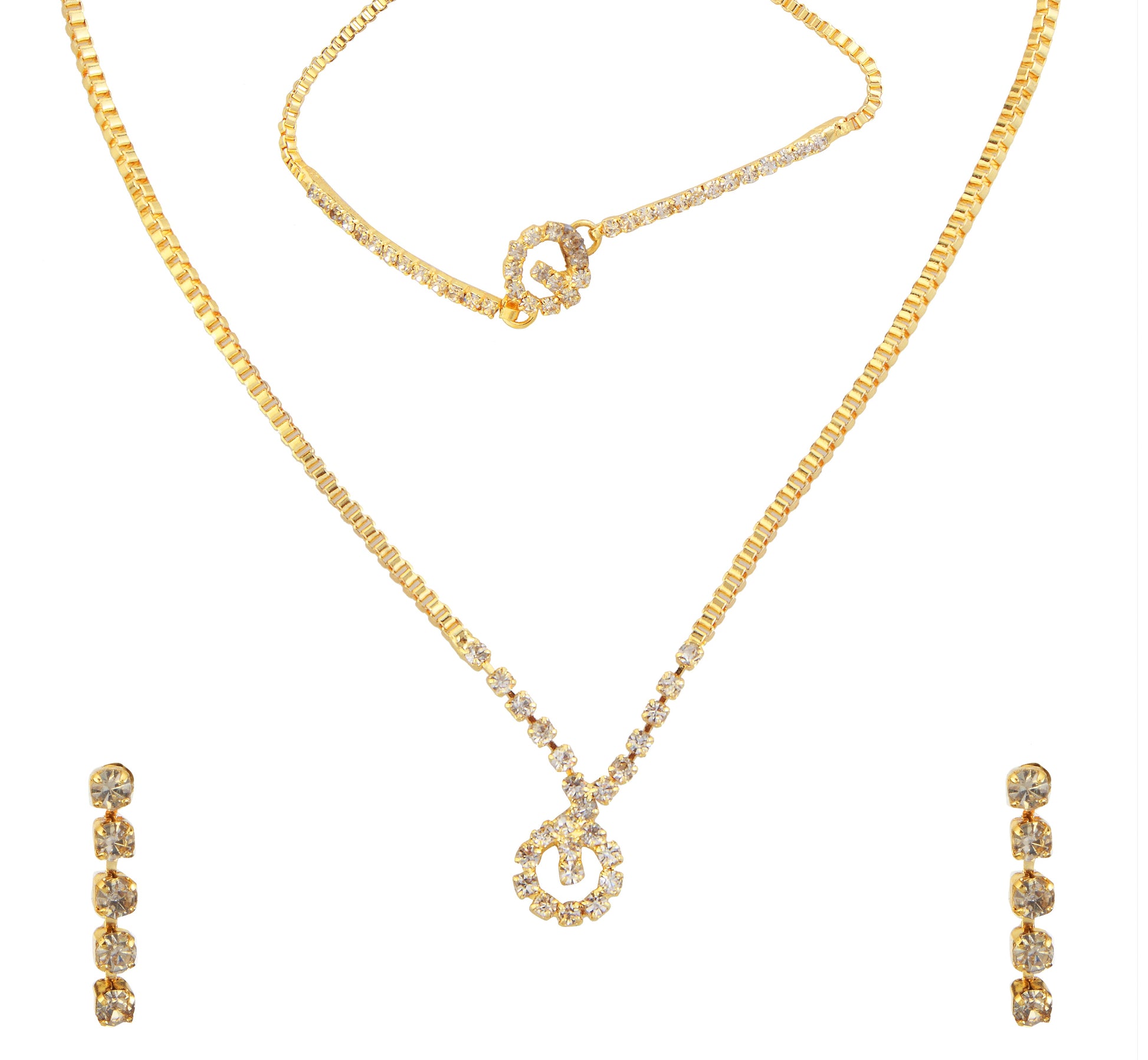 The99Jewel Gold Plated Necklace Set With Bracelet