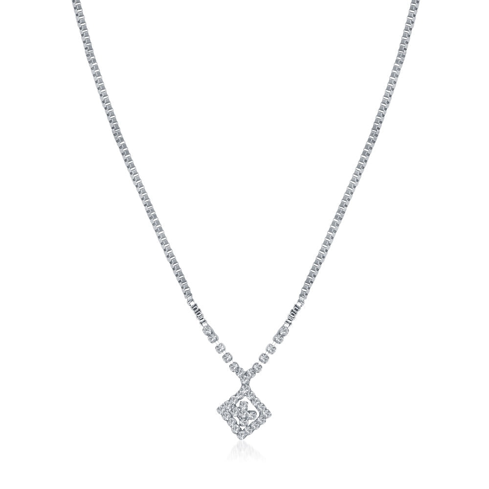 The99Jewel Silver Plated Necklace Set With Bracelet