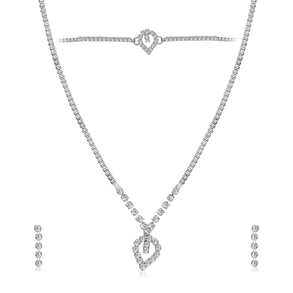 The99Jewel Austrian Stone Silver Plated Necklaces Set