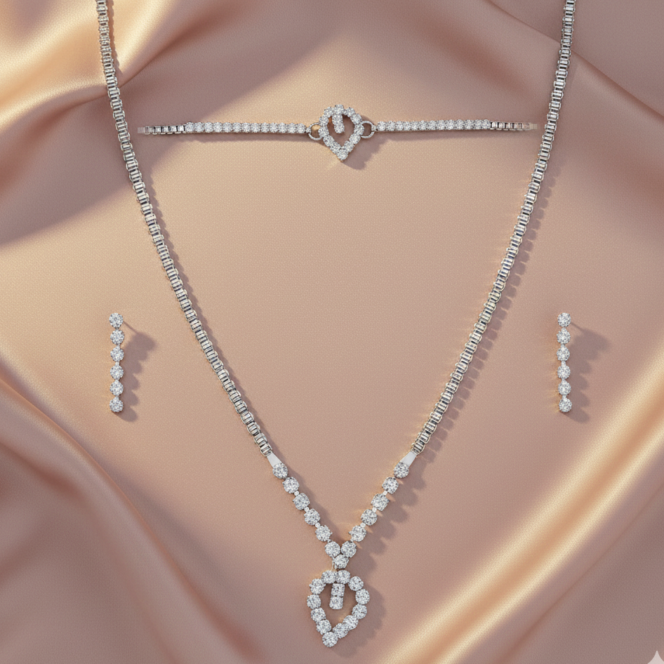 The99Jewel Austrian Stone Silver Plated Necklaces Set