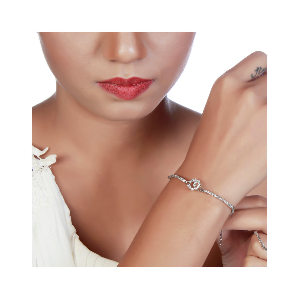 The99Jewel Austrian Stone Silver Plated Necklace Set With Bracelet