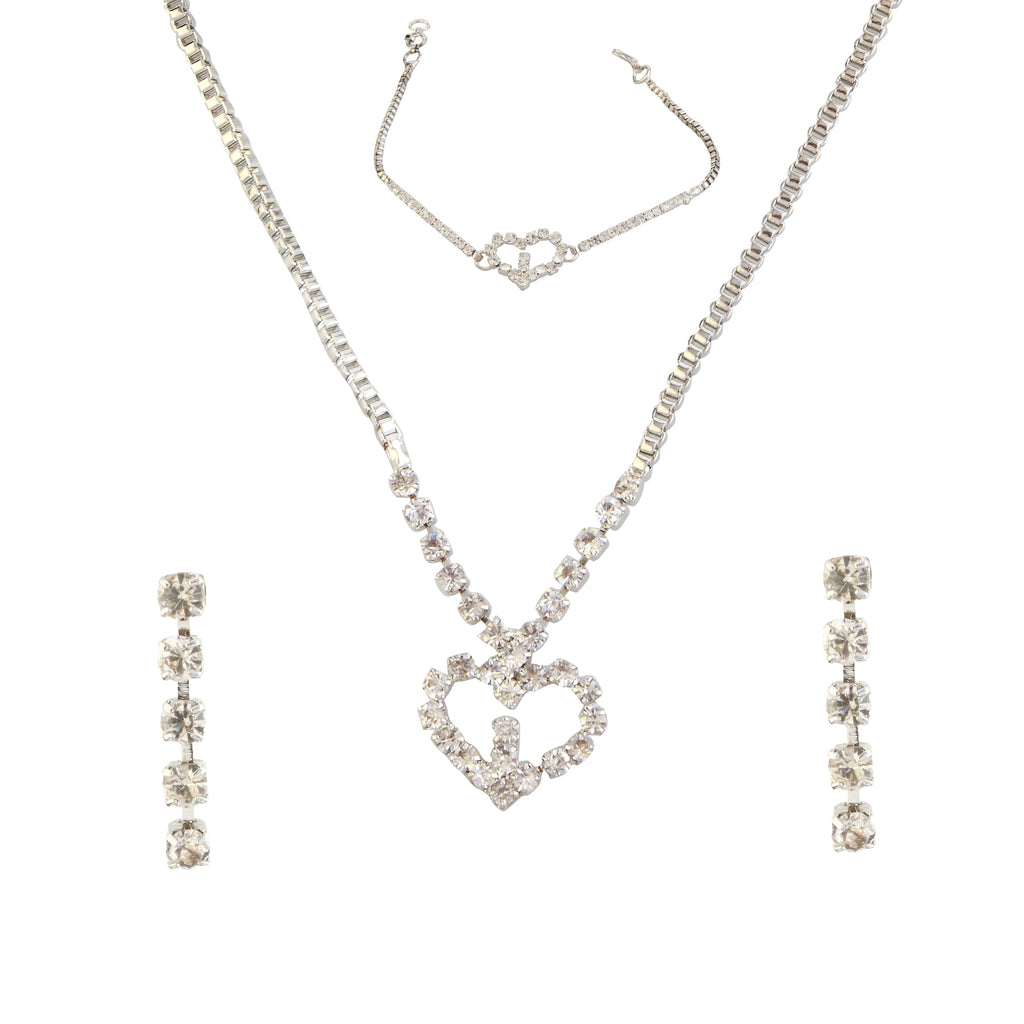 The99Jewel Silver Plated Necklace Set With Bracelet