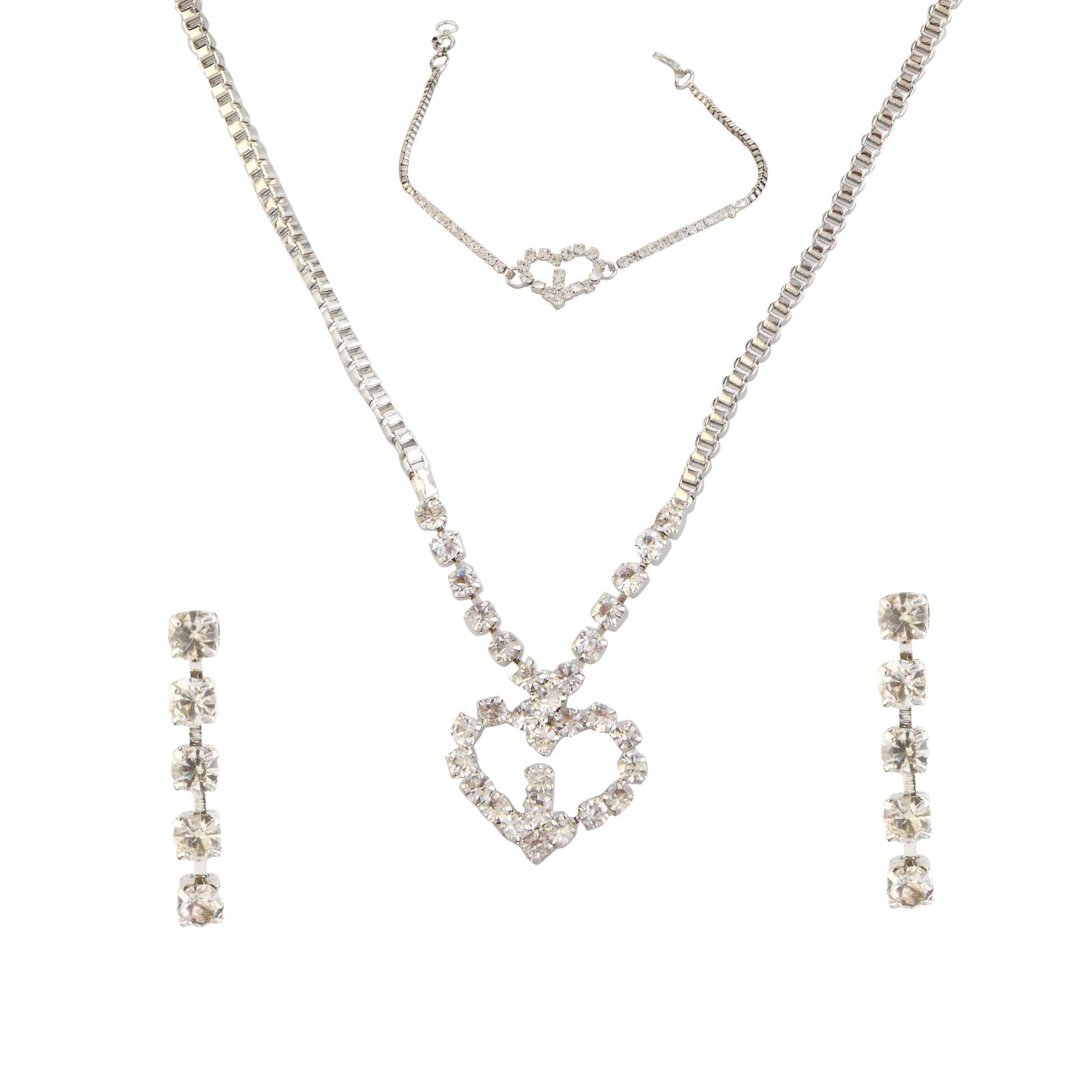 The99Jewel Silver Plated Necklace Set With Bracelet