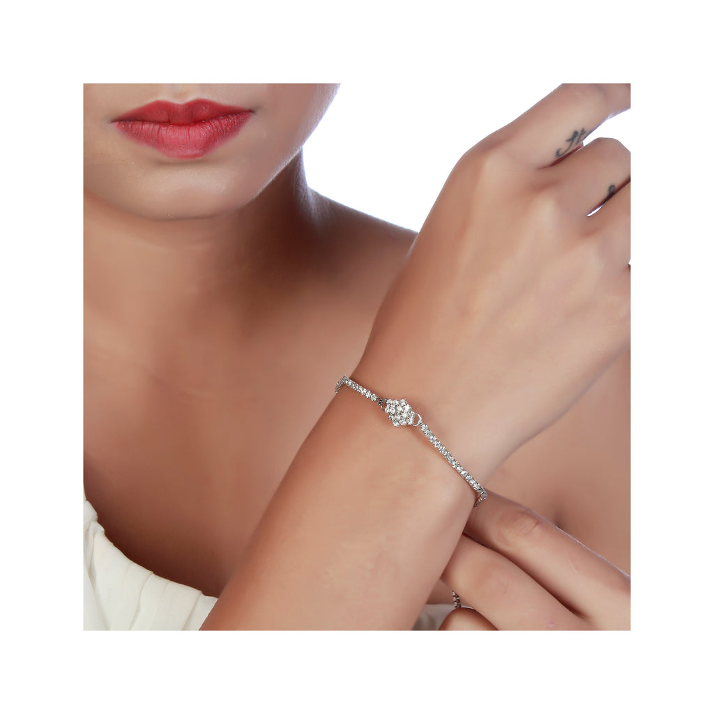 The99Jewel Austrian Stone Silver Plated Necklace Set With Bracelet