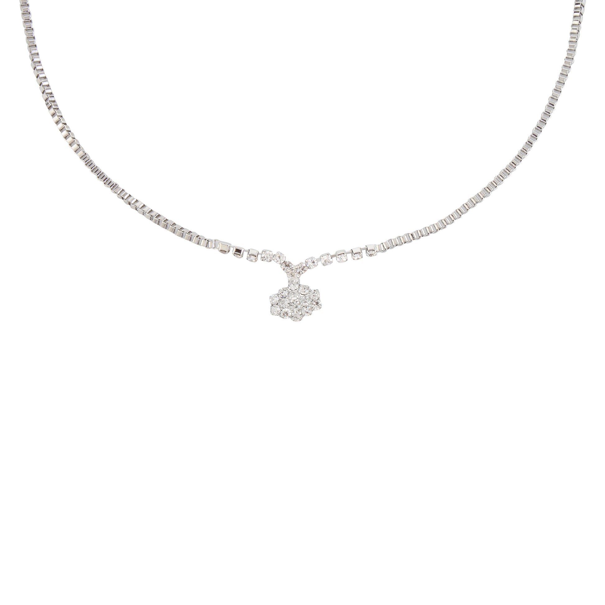 The99Jewel Austrian Stone Silver Plated Necklace Set With Bracelet